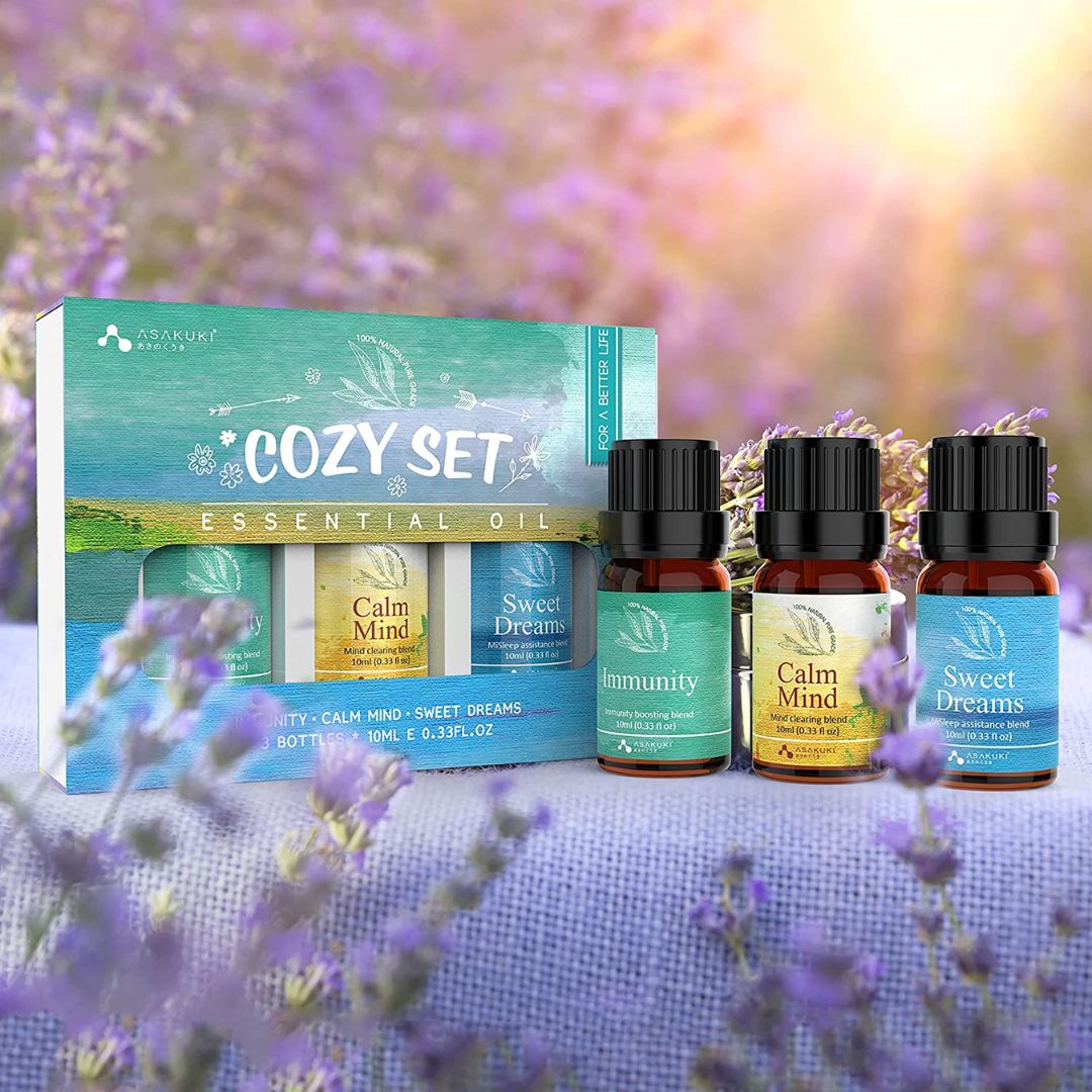 Cozy Set Aromatherapy for Sleep, Anxiety & Stress Relief, Immune Defense, Muscle Relief