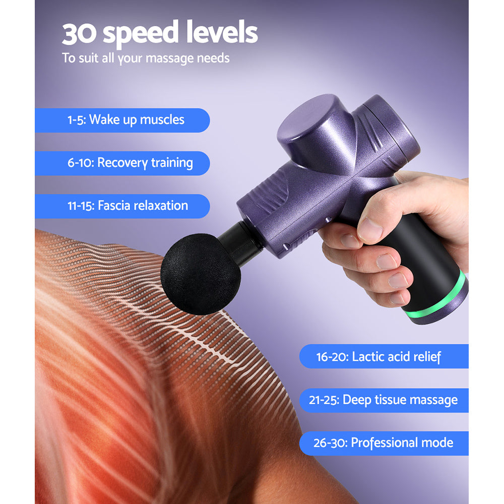 30 SPEED MASSAGE GUN 4 HEAD VIBRATION MUSCLE MASSAGER PERCUSSION RELIEF - Koala Stress Free