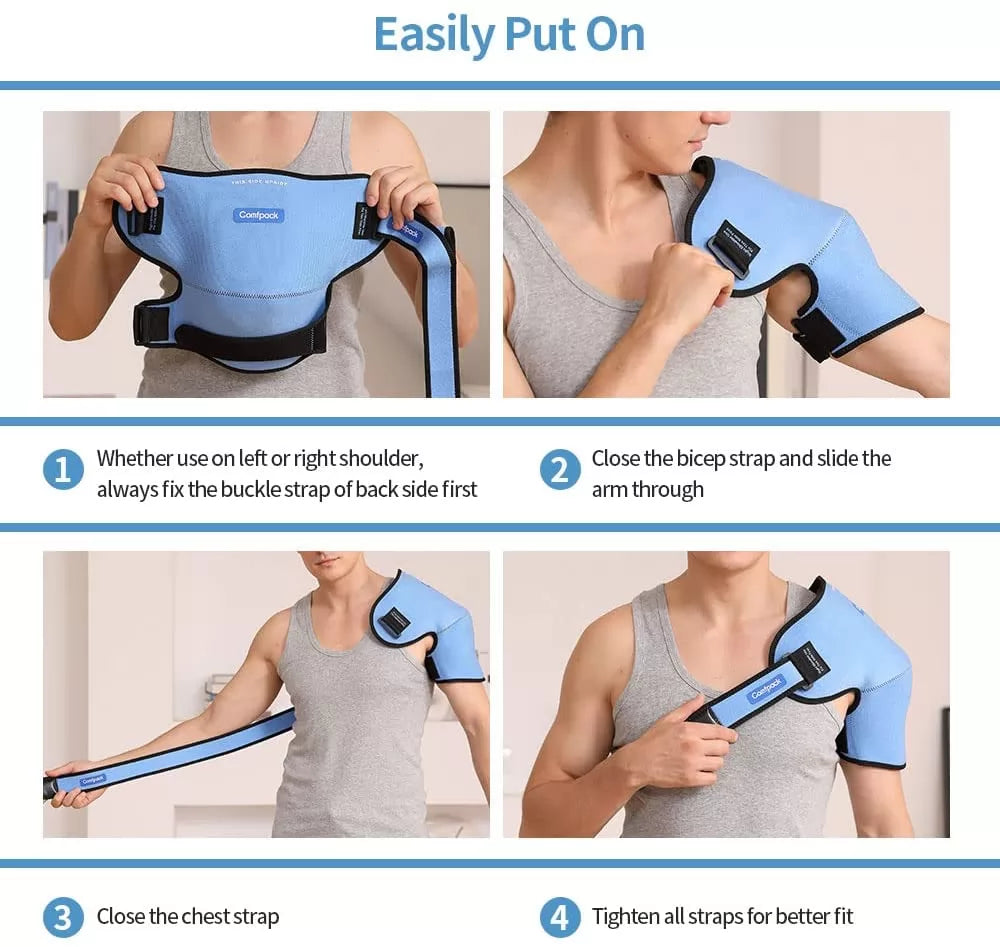 Comfpack Shoulder Ice Pack Support Rotator Cuff Hot Cold Therapy Compression Gel Ice Wrap