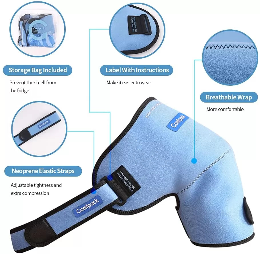 Comfpack Shoulder Ice Pack Support Rotator Cuff Hot Cold Therapy Compression Gel Ice Wrap