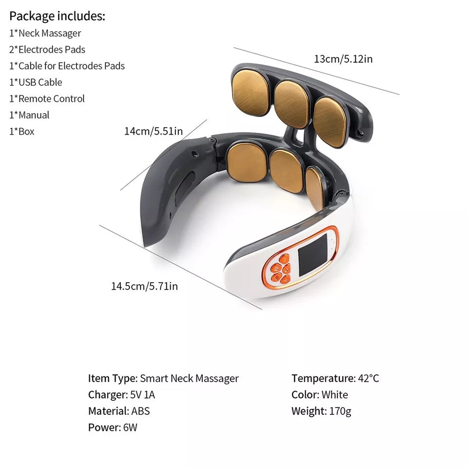 Neck & Shoulder 6-Head Massager – Cervical Spine Relief with Heat & Pulse Therapy