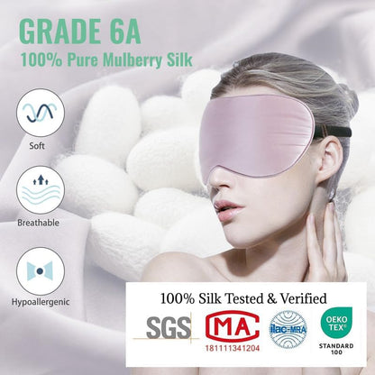 Natural Pure Silk Eye Mask with Adjustable Strap